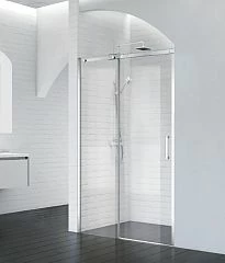 Душевая дверь в нишу BelBagno ACQUA-BF-1-140-C-Cr 140*198 L/R профиль хром с поддоном 140*90*3 белый матовый