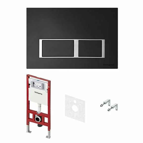 Система инсталляции для унитаза Tece Spring K955202, клавиша смыва черная матовая
