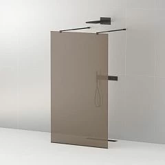 Душевая перегородка Cezares LIBERTA-L-2-110-BR-NERO Walk-in 110*195 L/R с возможностью двустороннего входа, стекло бронза, профиль черный без поддона