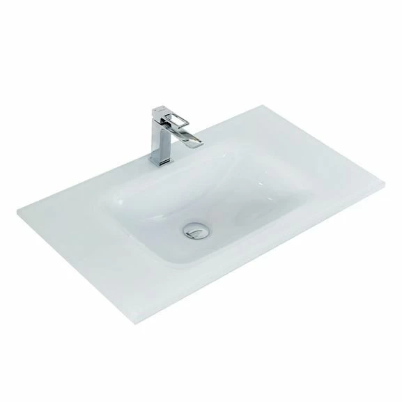 Мебельная раковина BelBagno BB810/465-LV-VTR-BL 81*46,5*14,5 стеклянная белая глянцевая (приобретается в комплекте с тумбой)