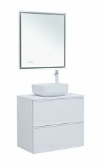 Комплект мебели Aquanet Арт 75 белый матовый Soft Touch (тактильный матовый) раковина City-1, белая столешница