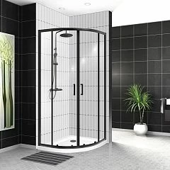 Душевой уголок BelBagno UNO-195-R-2-90-C-NERO 90*90*198 (с черным поддоном TRAY-AS-R-90-30-NERO