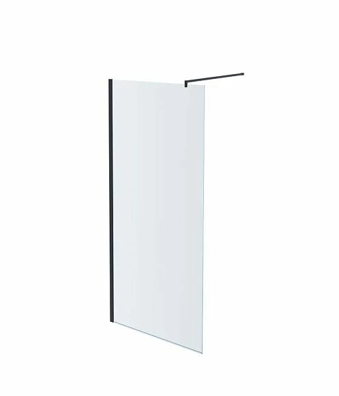 Душевая перегородка Aquatek Walk-in с держателем AQ WIW 08020BL 80*200 L/R профиль черный, стекло прозрачное без поддона