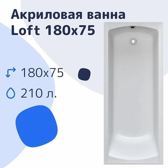 Акриловая ванна Nir-Vanna Loft 180х75 (комплект)