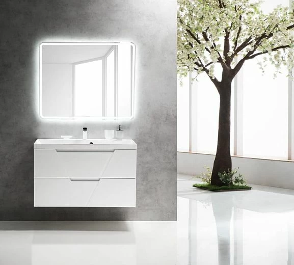 Комплект мебели BelBagno Vittoria 100 Bianco Lucido (с белой раковиной)