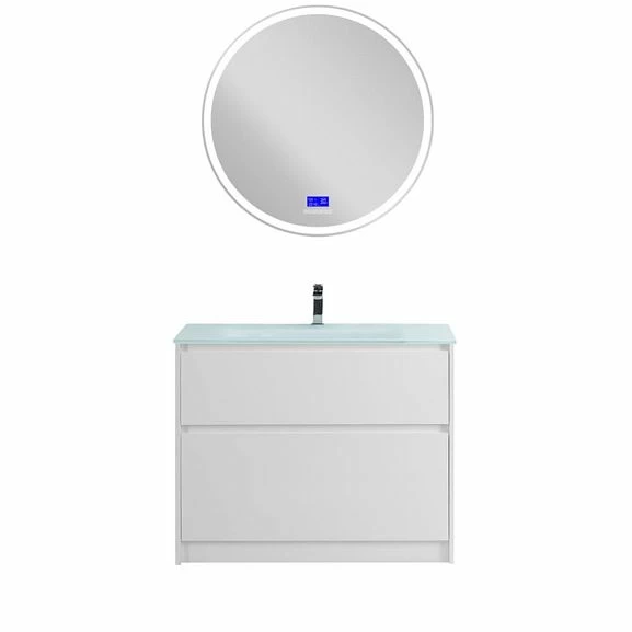 Комплект мебели BelBagno Kraft 100 напольный Bianco Opaco (раковина BB1010/465-LV-VTR-BO)