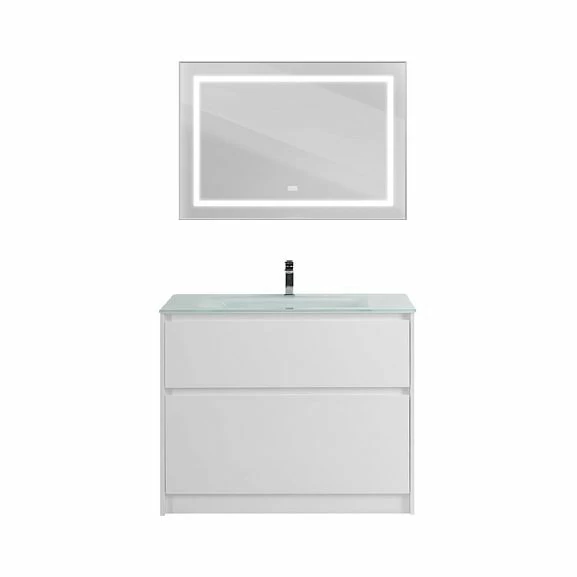 Комплект мебели BelBagno Kraft 100 напольный Bianco Opaco (раковина BB1010/465-LV-VTR-BL)