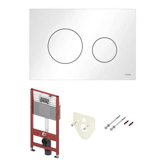 Система инсталляции для унитазов Tece Base 2.0 клавиша смыва Loop белая глянцевая