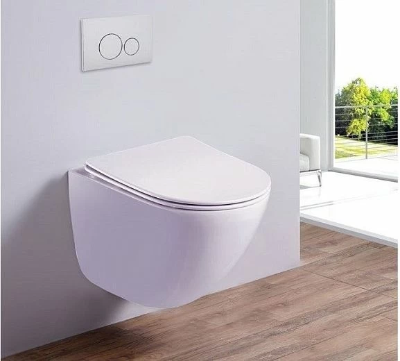 Подвесной унитаз Esbano Lotus 34*50 White безободковый с крышкой-сиденьем микролифт Slim